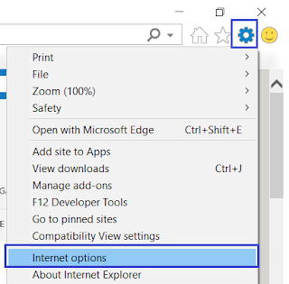 IE | Tools | Internet Option | Internet Explorer