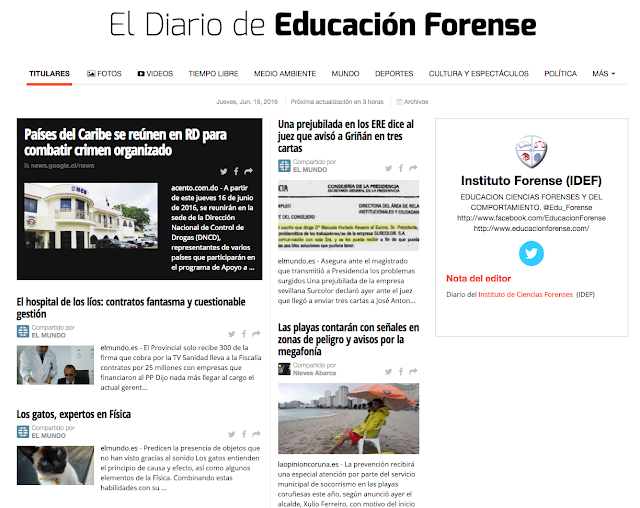 Diario IDEF acerca de noticias forenses 