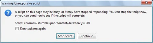Warning: Unresponsive Script Firefox