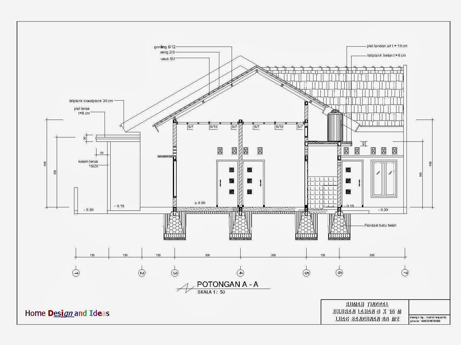 Denah Rumah 2 Lantai Lengkap Dengan Tampak Dan Potongan Kreasi Rumah