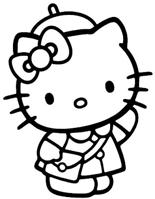 Hello Kitty is going back to school on this coloring page for you to print 