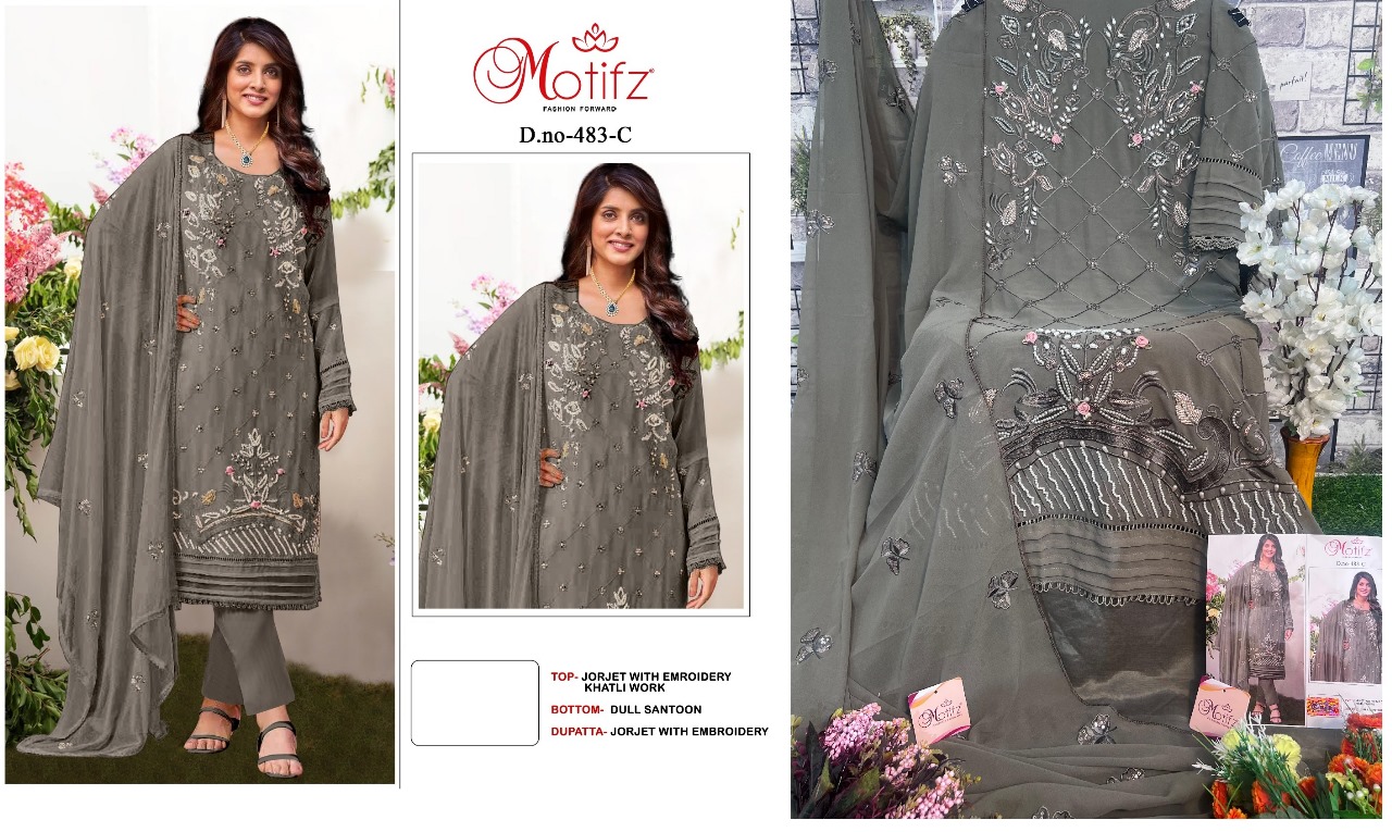 483 Motifz Georgette Embroidery Pakistani Salwar Suits