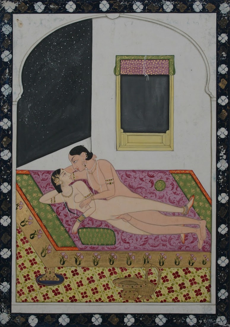 Couple Making Love in Erotic Asana (Sex Position) Kangra, c1830-40