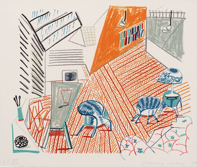  David Hockney - Pembroke Studio with Blue Chairs and Lamp 1984
 