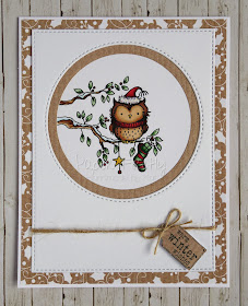 Cute Christmas card using Woodland scenes owl stamp by LOTV