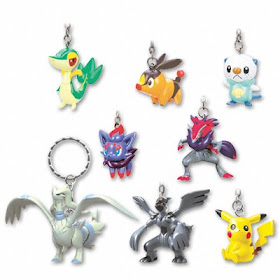 Pokemon BW Figure Key Chain 3 Pikachu Snivy Tepig Oshawott Zorua Zoroark Reshiram Zekrom