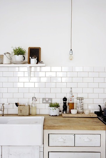 RestlessOasis: White Subway Tile with Dark Grout