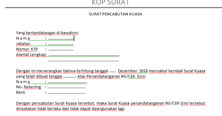 D4T4 KUL14H SURAT PENCABUTAN KUASA