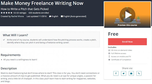 [100% Free] Make Money Freelance Writing Now