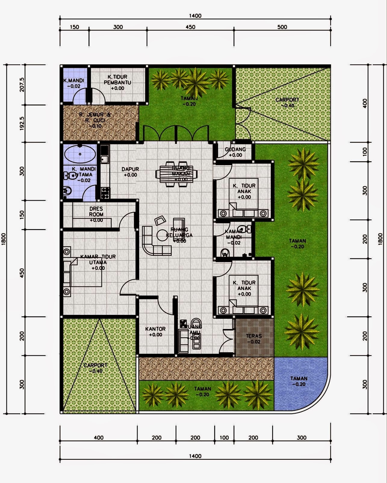  Rumah  Minimalis Modern 1 Lantai  4  Kamar  Tidur  Desain 