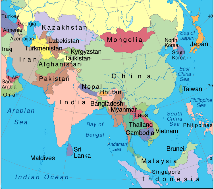 Carte Du Monde Avec Pays Asie Carte Monde Avec Pays