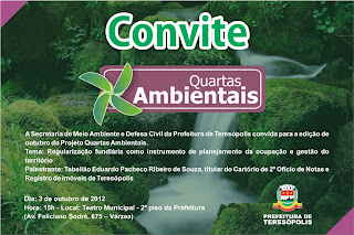 Palestra mensal-Convite Quartas Ambientais em Teresópolis