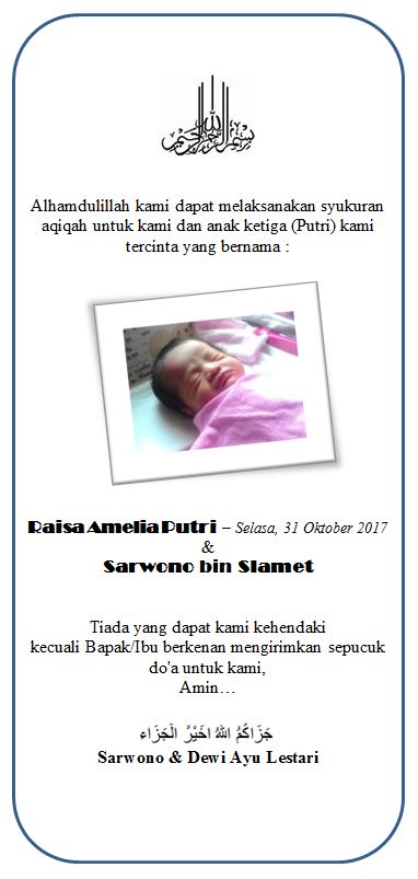 Warung EMBAH: Kartu Ucapan Aqiqah Untuk Bayi dan Orang Tua 