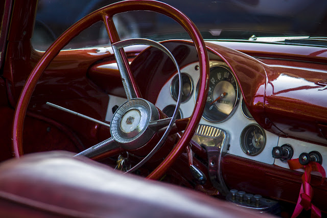 wheel of a classic American car in Cuba