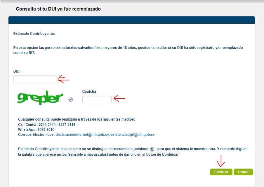 pagina para homologar dui y nit