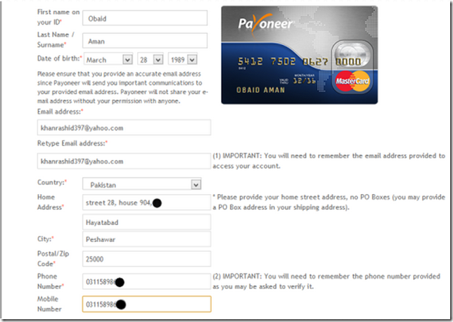 Payoneer Master card