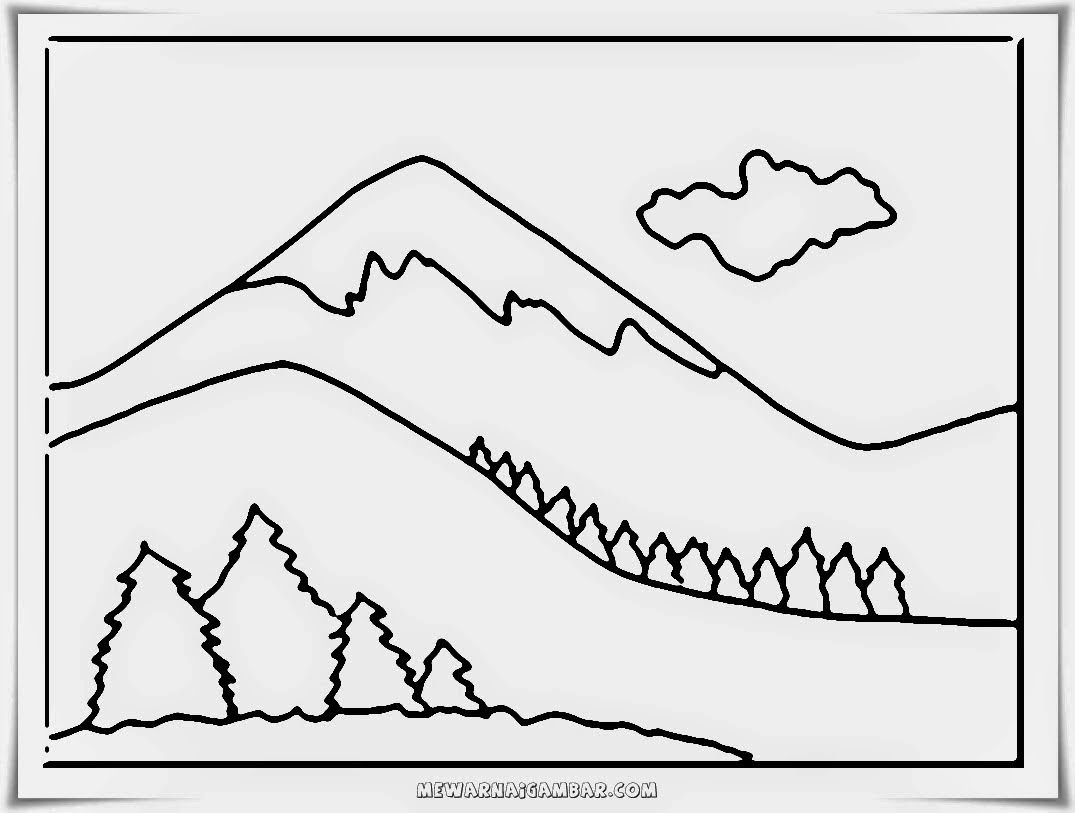 Gambar Mewarnai Gunung ~ Gambar Mewarnai Lucu