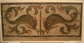 Mosaic of two dolphins