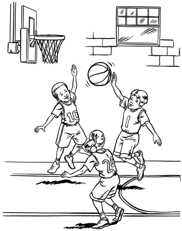 Download Coloring & Activity Pages: Kids Playing Basketball ...