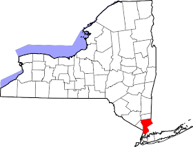 Climbing My Family Tree: New York State with Westchester County in red