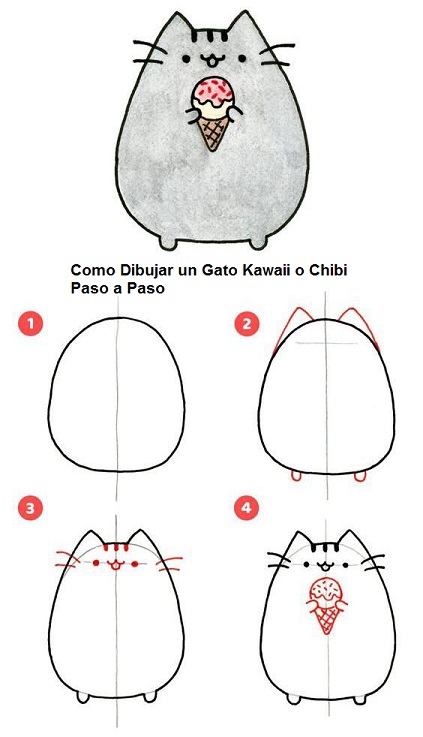 Como Dibujar un Gato Kawaii Facil Paso a Paso