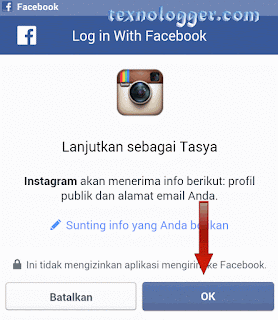 mendaftar akun instagram dengan facebook