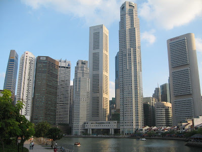 The Singapore skyline teems with posh business centers and hotels in Singapore City like the Parkview Hotel in Singapore Beach Road