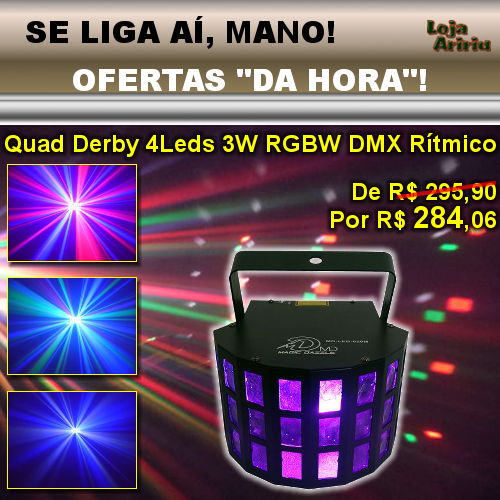 OFERTA! MultiRaio Quad Derby 4 LEDs 3W RGBW DMX Áudio-Rítmico