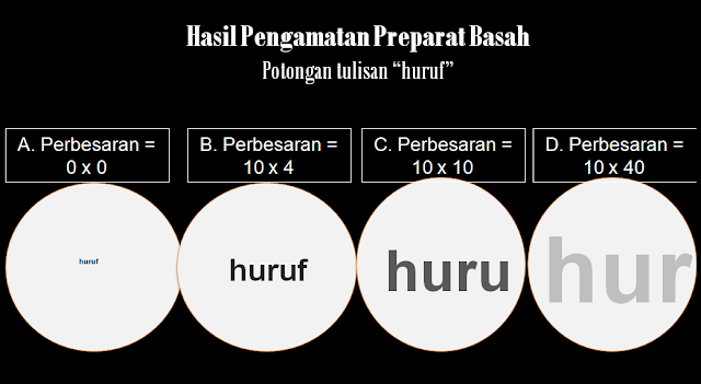 Hasil Pengamatan Preparat Basah tulisan huruf