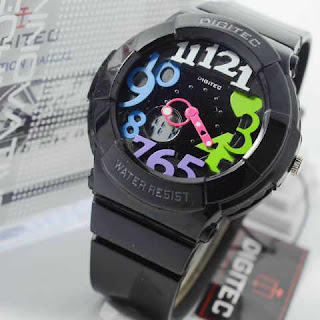 Jam Tangan Digitec black rubber rainbow ladies Original