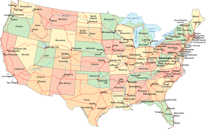 map of us states labeled. map of usa states