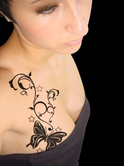  perforate flower and Celtic butterfly tattoo designs on their bodies