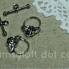 5 set Rose Toggle Clasps 17x19mm Findings