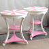 Bright Pink and White Round Side Tables