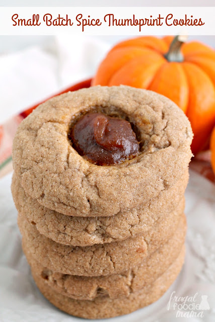 These thick & soft Small Batch Spice Thumbprint Cookies are perfect for when you have a craving for a fall inspired treat, but don't want to bake up an entire batch of cookies.