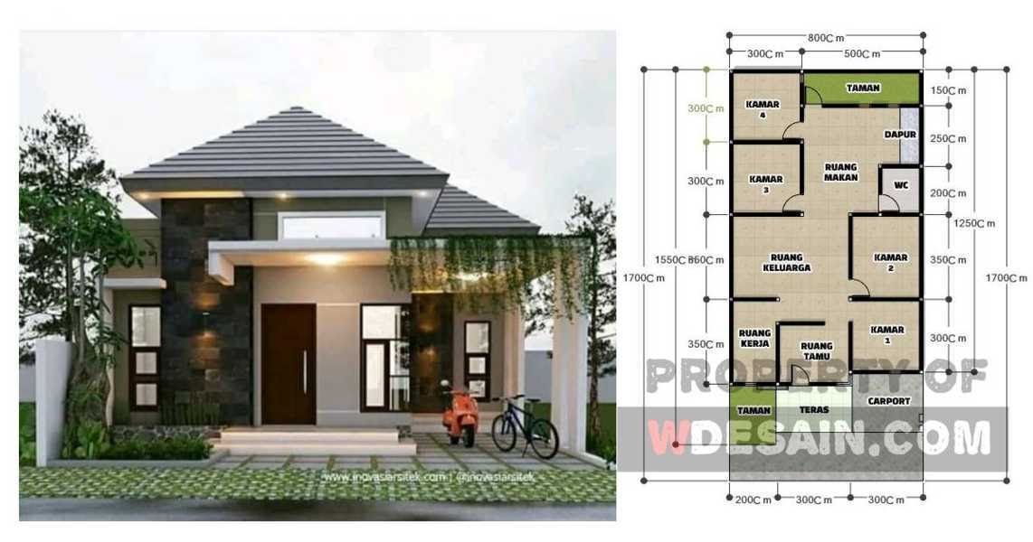  Denah Rumah 4 Kamar  1 Lantai DESAIN RUMAH  MINIMALIS