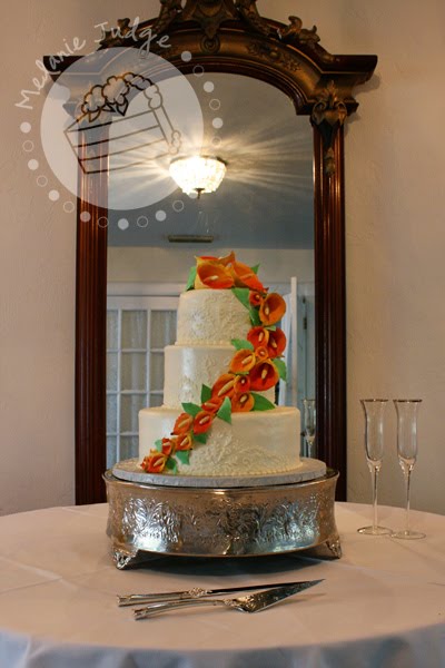 mango calla lily buttercream embroidery wedding cake