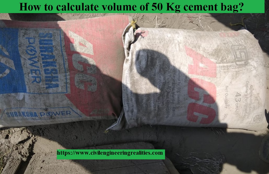 How to calculate volume of 50kg cement bag?