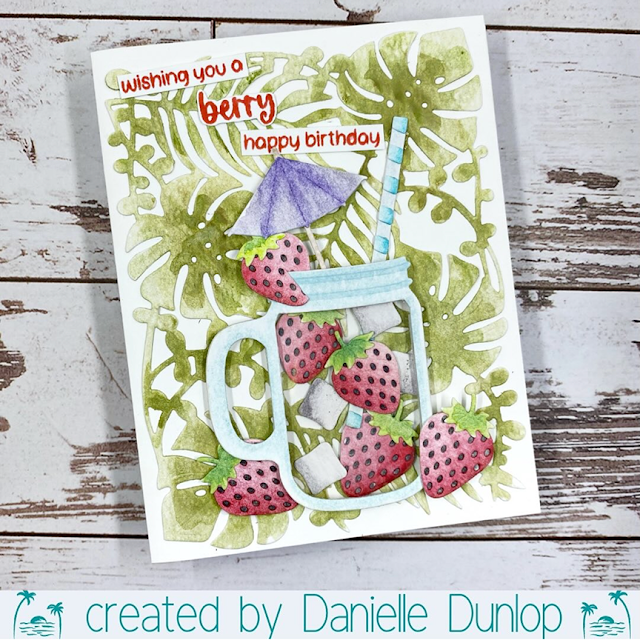 Sunny Studio Stamps: Summer Jar Mug & Strawberry Patch Customer Card by Danielle Dunlop