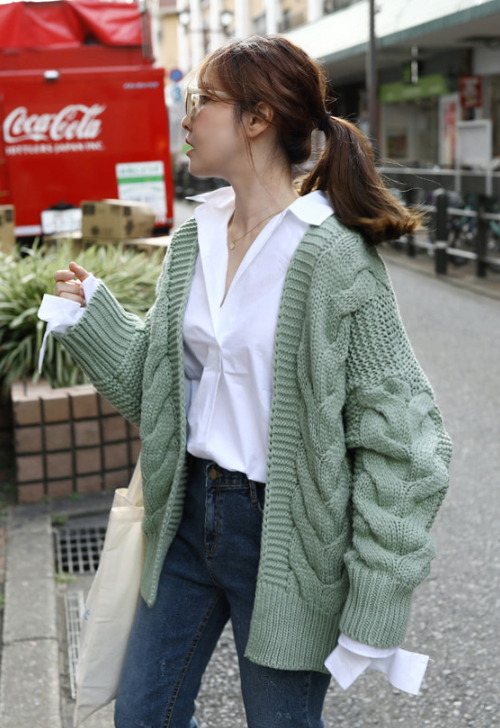 Chunky Cable Knit Open Front Cardigan