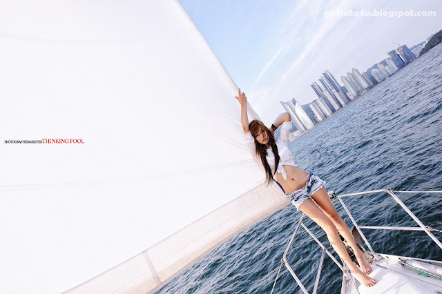 4 Kim Ha Yul on a Sailboat-very cute asian girl-girlcute4u.blogspot.com