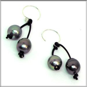 Double black Tahitian Pearl dangle earrings