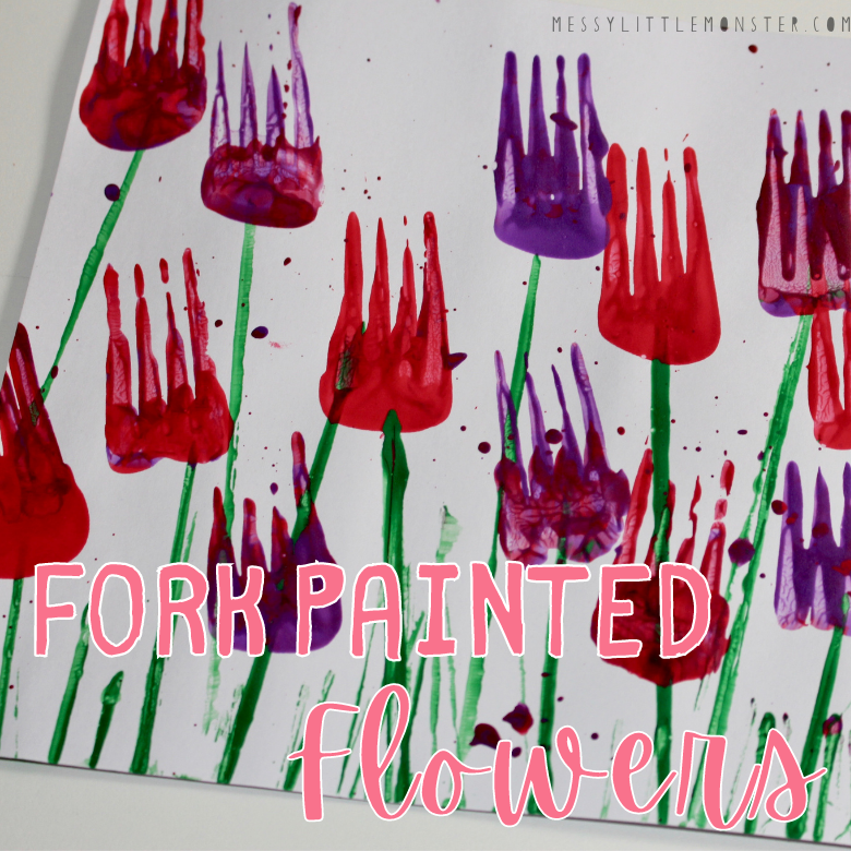 flower fork painting for kids