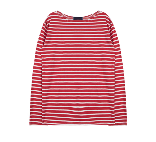  Stripe Print Boat Neck Top