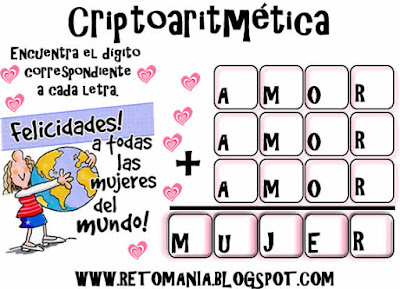 Criptoaritmética, Alfamética, Criptosuma, Criptogramas, Juego de Letras