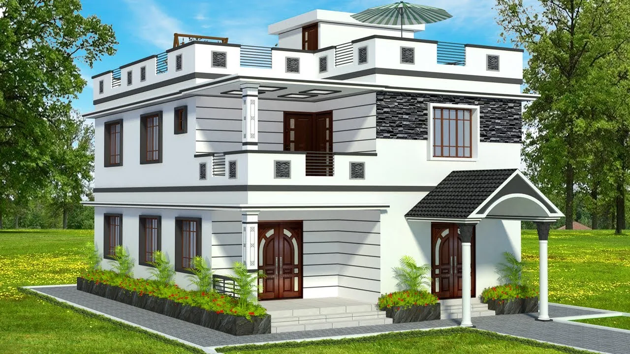 Duplex House Front Design - Small Modern Two Storey Duplex House Design Pictures - Duplex house design - NeotericIT.com