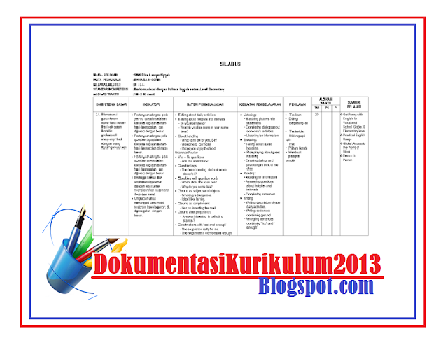 Download Silabus SMK Bahasa Inggris Kelas X XI XII Kurikulum 2013 Tahun 2018