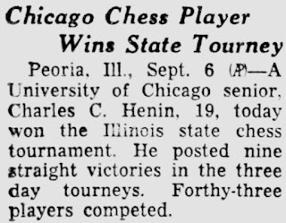 Chicago Chess Player, Charles C. Henin, Wins State Tourney