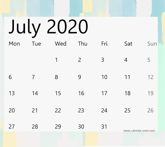  Cute July 2020 Calendar Print