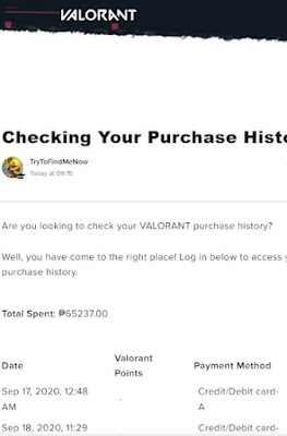 Valorant purchase history